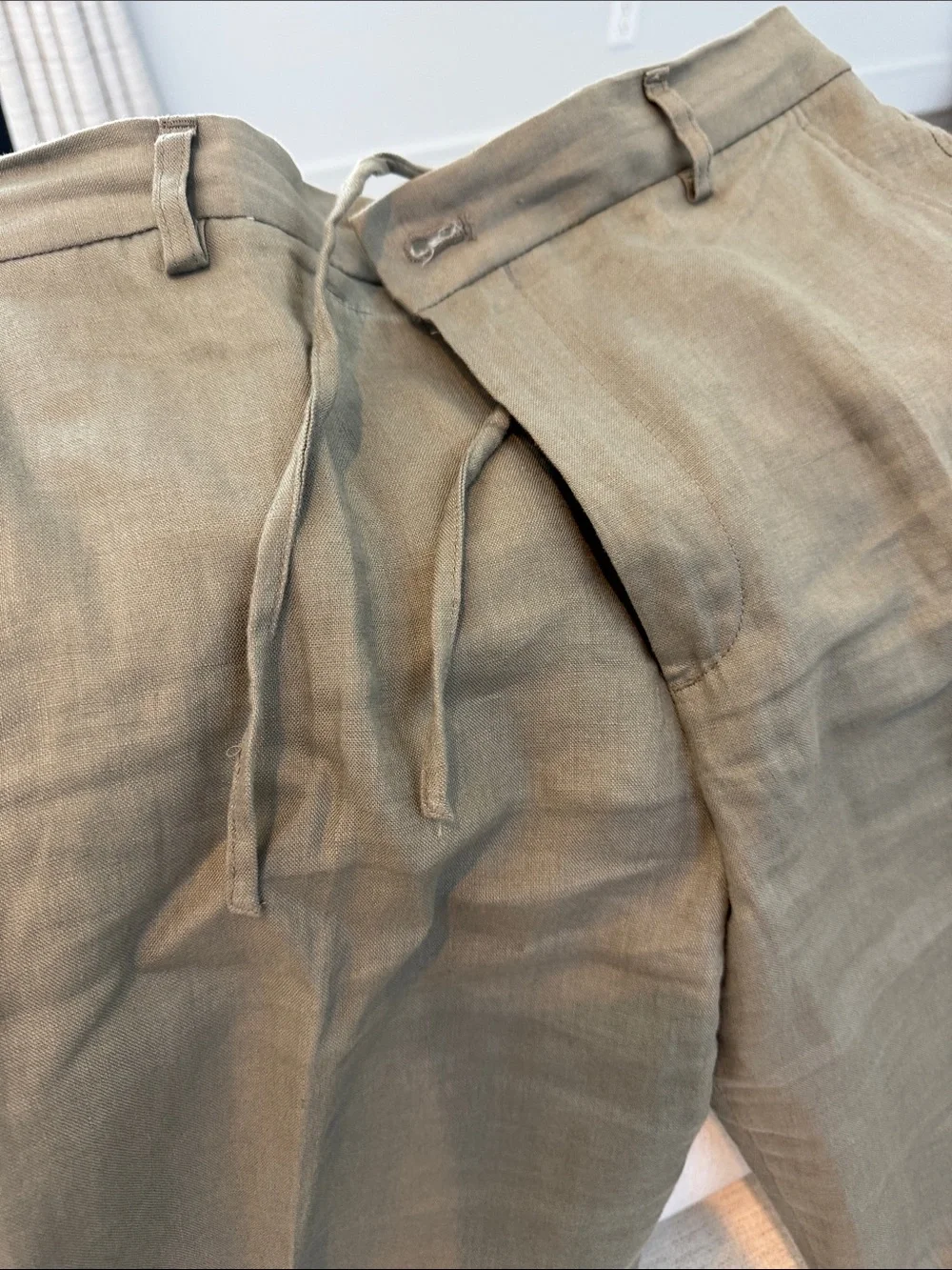 Zara Olive Green Chinos - Slim Fit linen